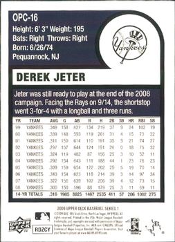 2009 Upper Deck - 1975 O-Pee-Chee Baseball #OPC-16 Derek Jeter Back