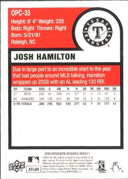 2009 Upper Deck - 1975 O-Pee-Chee Baseball #OPC-33 Josh Hamilton Back