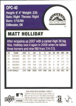 2009 Upper Deck - 1975 O-Pee-Chee Baseball #OPC-40 Matt Holliday Back