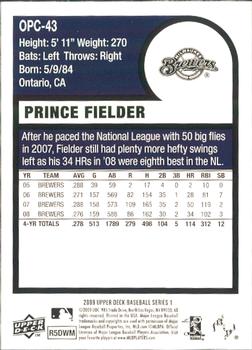 2009 Upper Deck - 1975 O-Pee-Chee Baseball #OPC-43 Prince Fielder Back