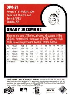 2009 Upper Deck - 1975 O-Pee-Chee Baseball Mini #OPC-21 Grady Sizemore Back