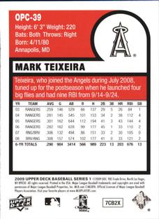 2009 Upper Deck - 1975 O-Pee-Chee Baseball Mini #OPC-39 Mark Teixeira Back