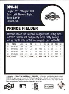 2009 Upper Deck - 1975 O-Pee-Chee Baseball Mini #OPC-43 Prince Fielder Back