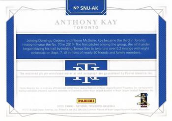 2020 Panini National Treasures - Signature Numbers Gold #SNU-AK Anthony Kay Back