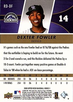 2009 Upper Deck - Rookie Debut #RD-DF Dexter Fowler Back