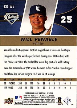 2009 Upper Deck - Rookie Debut #RD-WV Will Venable Back