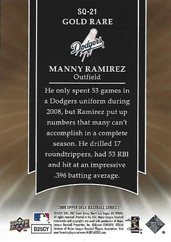 2009 Upper Deck - StarQuest Gold Rare #SQ-21 Manny Ramirez Back
