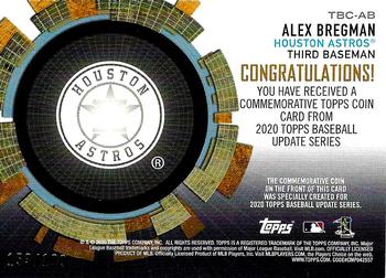 2020 Topps Update - Baseball Coin Cards Relics Black #TBC-AB Alex Bregman Back
