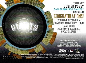 2020 Topps Update - Baseball Coin Cards Relics Black #TBC-BP Buster Posey Back