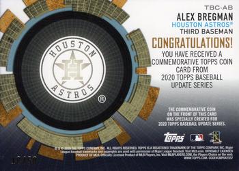 2020 Topps Update - Baseball Coin Cards Relics Gold #TBC-AB Alex Bregman Back