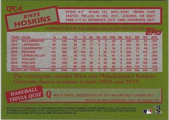 2020 Topps Update - 1985 Topps Baseball 35th Anniversary Chrome Silver Pack #CPC-4 Rhys Hoskins Back
