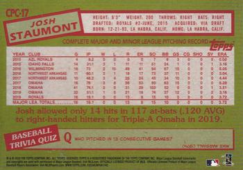 2020 Topps Update - 1985 Topps Baseball 35th Anniversary Chrome Silver Pack #CPC-17 Josh Staumont Back