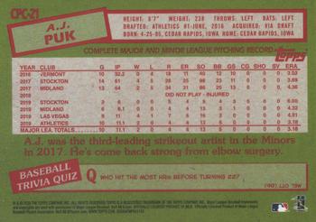 2020 Topps Update - 1985 Topps Baseball 35th Anniversary Chrome Silver Pack #CPC-21 A.J. Puk Back
