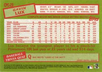 2020 Topps Update - 1985 Topps Baseball 35th Anniversary Chrome Silver Pack #CPC-23 Gavin Lux Back