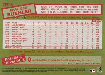 2020 Topps Update - 1985 Topps Baseball 35th Anniversary Chrome Silver Pack Orange Refractor #CPC-6 Walker Buehler Back