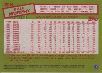 2020 Topps Update - 1985 Topps Baseball 35th Anniversary Chrome Silver Pack Black Refractor #CPC-44 Dale Murphy Back
