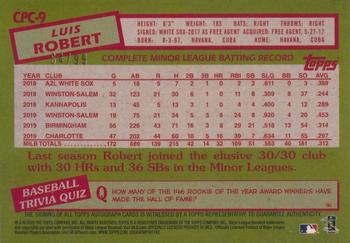 2020 Topps Update - 1985 Topps Baseball 35th Anniversary Chrome Silver Pack Autographs #CPC-9 Luis Robert Back