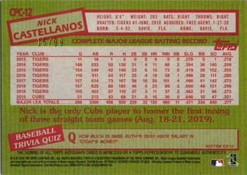 2020 Topps Update - 1985 Topps Baseball 35th Anniversary Chrome Silver Pack Autographs #CPC-12 Nick Castellanos Back