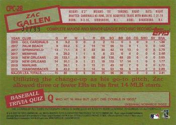 2020 Topps Update - 1985 Topps Baseball 35th Anniversary Chrome Silver Pack Autographs #CPC-28 Zac Gallen Back