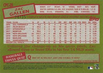 2020 Topps Update - 1985 Topps Baseball 35th Anniversary Chrome Silver Pack Autographs Orange Refractor #CPC-28 Zac Gallen Back