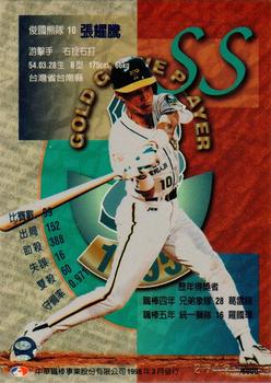 1995 CPBL A-Plus Series - Gold Glove #NNO Yao-Teng Chang Back