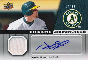 2009 Upper Deck - UD Game Jersey Autographs #GJ-DB Daric Barton Front