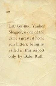 1929 Star Player Candy #32 Lou Gehrig Back