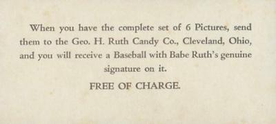 1928 George Ruth Candy #5 Babe Ruth Back