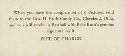 1928 George Ruth Candy #6 Babe Ruth Back