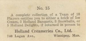 1925 Holland Creameries Washington Senators #15 Joe Judge Back