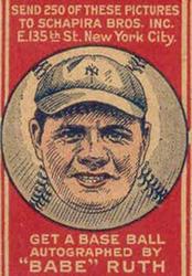 1921 Schapira Brothers Babe Ruth #NNO Babe Ruth Front