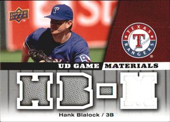 2009 Upper Deck - UD Game Materials #GM-HB Hank Blalock Front