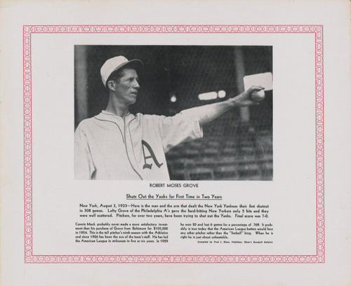 1929-33 Blum's Baseball Bulletin Premiums #NNO Lefty Grove Front