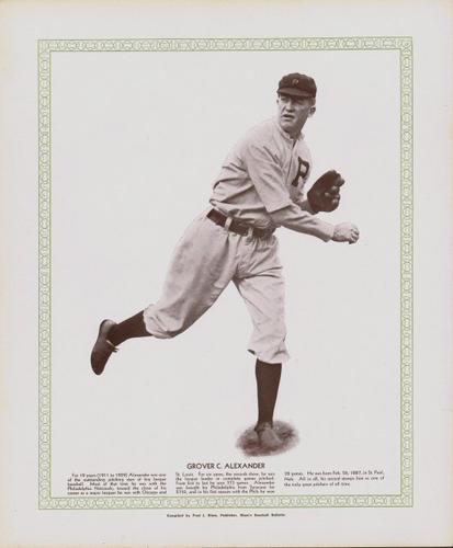 1929-33 Blum's Baseball Bulletin Premiums #NNO Grover Cleveland Alexander Front