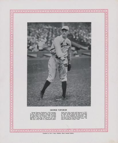 1929-33 Blum's Baseball Bulletin Premiums #NNO George Toporcer Front