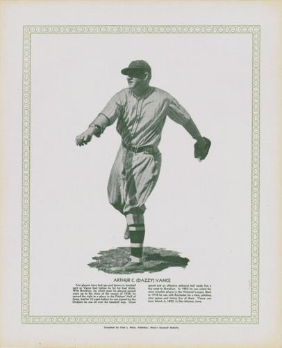 1929-33 Blum's Baseball Bulletin Premiums #NNO Dazzy Vance Front