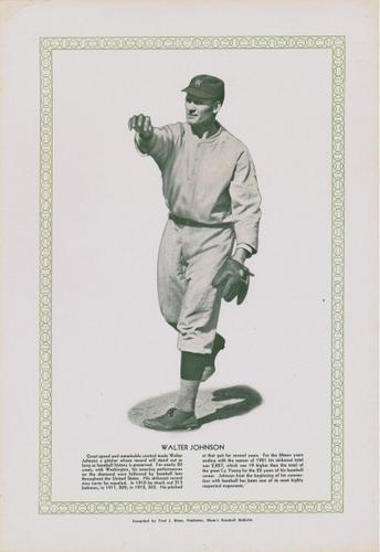 1929-33 Blum's Baseball Bulletin Premiums #NNO Walter Johnson Front