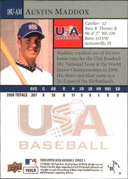 2009 Upper Deck - USA 18U National Team #18U-AM Austin Maddox Back