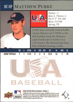 2009 Upper Deck - USA 18U National Team #18U-MP Matthew Purke Back