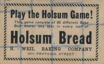 1920-21 Holsum Bread D327 #NNO Joe Gedeon Back