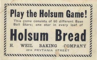 1920-21 Holsum Bread D327 #NNO Joe Jackson Back