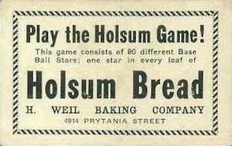 1920-21 Holsum Bread D327 #NNO Benny Kauff Back