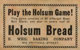 1920-21 Holsum Bread D327 #NNO Lefty Williams Back