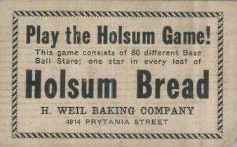 1920-21 Holsum Bread D327 #NNO Grover Alexander Back