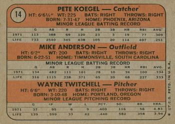 2021 Topps Heritage - 50th Anniversary Buybacks #14 Phillies 1972 Rookie Stars (Pete Koegel / Mike Anderson / Wayne Twitchell) Back