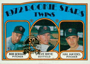 2021 Topps Heritage - 50th Anniversary Buybacks #28 Twins 1972 Rookie Stars (Bob Gebhard / Steve Brye / Hal Haydel) Front
