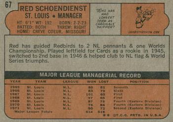 2021 Topps Heritage - 50th Anniversary Buybacks #67 Red Schoendienst Back