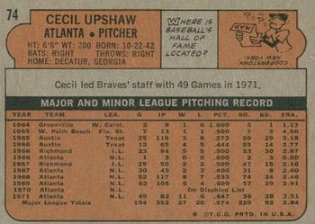 2021 Topps Heritage - 50th Anniversary Buybacks #74 Cecil Upshaw Back