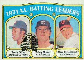 2021 Topps Heritage - 50th Anniversary Buybacks #86 1971 A.L. Batting Leaders (Tony Oliva / Bobby Murcer / Merv Rettenmund) Front