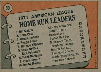 2021 Topps Heritage - 50th Anniversary Buybacks #90 1971 A.L. Home Run Leaders - Melton / Cash / Jackson Back
